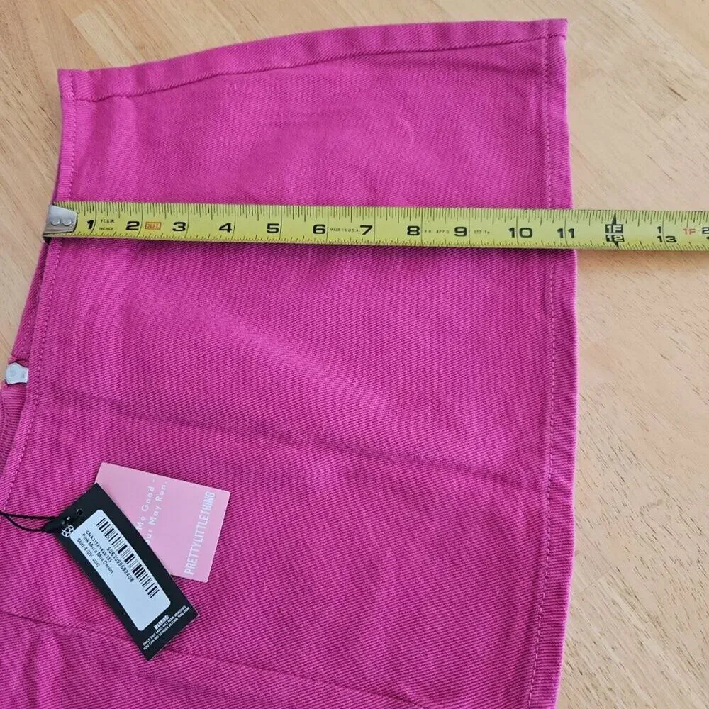 PLT PrettyLittleThing Pink Micro Mini Denim Skirt - US sz 4 - NWT